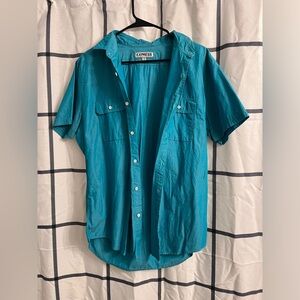 Bundle of 2 short sleeve button down shirts blue and red